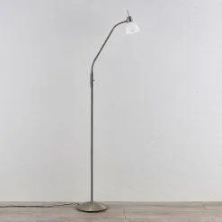 LAMPENWELT LED Lampadaire 'Gwendolin' En Métal Pour Salon & Salle à Manger - Blanc Albâtre, Nickel Satiné -LAMPENWELT Soldes Boutique 10761328 3