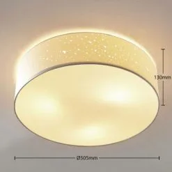 LAMPENWELT LED à Intensité Variable 'Alwine' En Textile Pour Chambre à Coucher - Blanc -LAMPENWELT Soldes Boutique 13704604 4