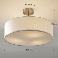 LAMPENWELT LED à Intensité Variable 'Alwine' En Textile Pour Salon & Salle à Manger - Blanc -LAMPENWELT Soldes Boutique 13704616 4