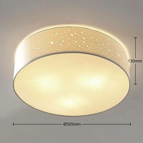 LAMPENWELT Plafonnier Tissu à Intensité Variable 'Umma' En Textile Pour Salon & Salle à Manger - Blanc, Nickel Satiné 3 LAMPENWELT Plafonnier Tissu à Intensité Variable 'Umma' En Textile Pour Salon & Salle à Manger - Blanc, Nickel Satiné – Image 3