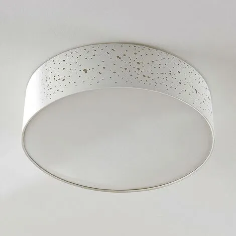 LAMPENWELT Plafonnier Tissu à Intensité Variable 'Umma' En Textile Pour Salon & Salle à Manger - Blanc, Nickel Satiné 4 LAMPENWELT Plafonnier Tissu à Intensité Variable 'Umma' En Textile Pour Salon & Salle à Manger - Blanc, Nickel Satiné – Image 4