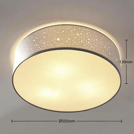 LAMPENWELT Plafonnier Tissu à Intensité Variable 'Umma' En Textile Pour Salon & Salle à Manger - Gris, Nickel Satiné 3 LAMPENWELT Plafonnier Tissu à Intensité Variable 'Umma' En Textile Pour Salon & Salle à Manger - Gris, Nickel Satiné – Image 3