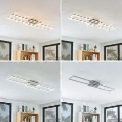 LAMPENWELT LED Plafonnier à Intensité Variable 'Quadra' En Inox Pour Salon & Salle à Manger - Acier Inoxydable, Blanc -LAMPENWELT Soldes Boutique 13704952 2