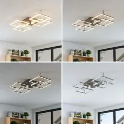 LAMPENWELT LED Plafonnier à Intensité Variable 'Quadra' En Inox Pour Salon & Salle à Manger - Acier Inoxydable, Blanc -LAMPENWELT Soldes Boutique 13706043 2