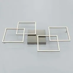 LAMPENWELT LED Plafonnier à Intensité Variable 'Quadra' En Inox Pour Salon & Salle à Manger - Acier Inoxydable, Blanc -LAMPENWELT Soldes Boutique 13706043 4