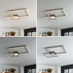 LAMPENWELT LED Plafonnier à Intensité Variable 'Duetto' En Métal Pour Salon & Salle à Manger - Nickel Mat -LAMPENWELT Soldes Boutique 13706768 2