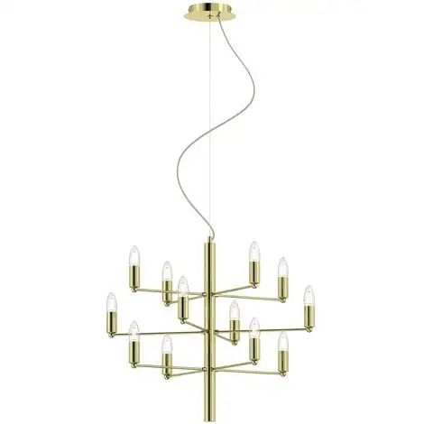 LAMPENWELT Lustre à Intensité Variable 'Tadina' En Métal Pour Salon & Salle à Manger - Laiton 1 LAMPENWELT Lustre à Intensité Variable 'Tadina' En Métal Pour Salon & Salle à Manger - Laiton