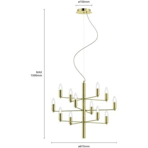 LAMPENWELT Lustre à Intensité Variable 'Tadina' En Métal Pour Salon & Salle à Manger - Laiton 4 LAMPENWELT Lustre à Intensité Variable 'Tadina' En Métal Pour Salon & Salle à Manger - Laiton – Image 4