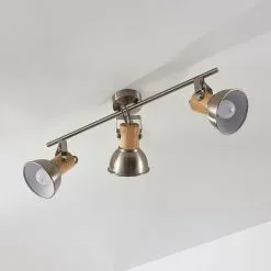 LAMPENWELT LED Spot 'Dennis' En Métal Pour Cuisine - Nickel Satiné, Bois Clair 6 LAMPENWELT LED Spot 'Dennis' En Métal Pour Cuisine - Nickel Satiné, Bois Clair -LAMPENWELT Soldes Boutique 13736837 3