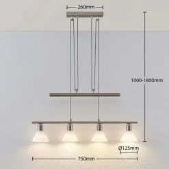 LAMPENWELT Suspension à Intensité Variable 'Delira' En Métal Pour Salon & Salle à Manger - Blanc, Nickel Satiné -LAMPENWELT Soldes Boutique 14901834 3