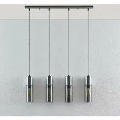 LAMPENWELT Suspension à Intensité Variable 'Eleen' En Verre Pour Salon & Salle à Manger - Gris Fumé, Chromé -LAMPENWELT Soldes Boutique 14901964 4