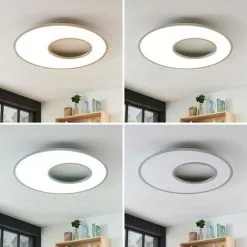 LAMPENWELT LED Plafonnier à Intensité Variable 'Durun' Pour Cuisine - Blanc, Argenté -LAMPENWELT Soldes Boutique 14902034 2