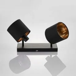 LAMPENWELT Plafonnier Tissu à Intensité Variable 'Vasilia' En Textile Pour Salon & Salle à Manger - Noir, Doré -LAMPENWELT Soldes Boutique 17077306 3