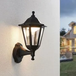 LAMPENWELT LED Applique Exterieur 'Iavo' - Noir (RAL 9005), Transparent