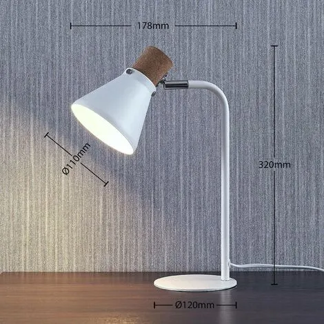 LAMPENWELT Lampe à Poser 'Silva' En Métal Pour Bureau - Blanc, Brun Clair 3 LAMPENWELT Lampe à Poser 'Silva' En Métal Pour Bureau - Blanc, Brun Clair – Image 3