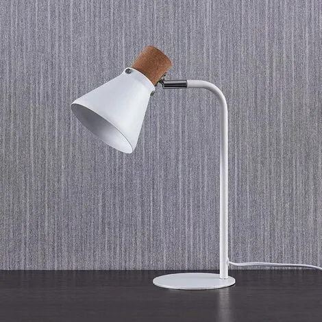 LAMPENWELT Lampe à Poser 'Silva' En Métal Pour Bureau - Blanc, Brun Clair 4 LAMPENWELT Lampe à Poser 'Silva' En Métal Pour Bureau - Blanc, Brun Clair – Image 4