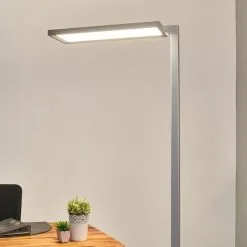 LAMPENWELT LED Lampadaire 'Dorean' En Métal Pour Bureau - Argenté -LAMPENWELT Soldes Boutique 2760385 3