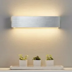 LAMPENWELT LED Applique Murale 'Ranik' En Aluminium Pour Couloir - Aluminium Brossé -LAMPENWELT Soldes Boutique 3313691 3
