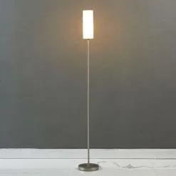 LAMPENWELT Lampadaire 'Vinsta' En Verre Pour Chambre à Coucher - Blanc Opale, Nickel Satiné -LAMPENWELT Soldes Boutique 3313725 3