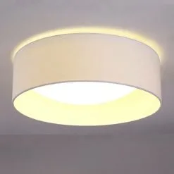 LAMPENWELT LED Plafonnier Tissu 'Franka' En Textile Pour Salon & Salle à Manger - Blanc -LAMPENWELT Soldes Boutique 3938587 2