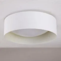 LAMPENWELT LED Plafonnier Tissu 'Franka' En Textile Pour Salon & Salle à Manger - Blanc -LAMPENWELT Soldes Boutique 3938587 3