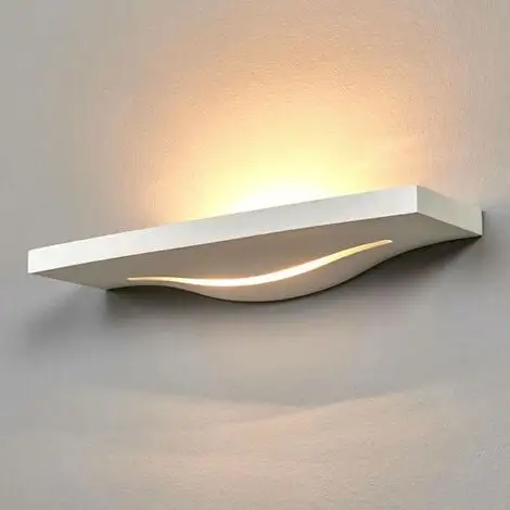 LAMPENWELT Applique Murale à Intensité Variable 'Lilia' En Plâtre Pour Couloir - Blanc 1 LAMPENWELT Applique Murale à Intensité Variable 'Lilia' En Plâtre Pour Couloir - Blanc