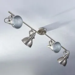 LAMPENWELT Spot à Intensité Variable 'Julin' En Métal Pour Salon & Salle à Manger - Nickel Mat, Argenté -LAMPENWELT Soldes Boutique 3938831 3