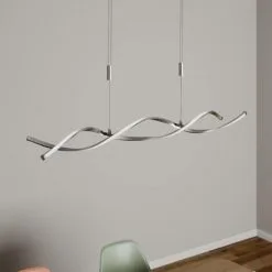 LAMPENWELT LED Suspension à Intensité Variable 'Auron' Pour Salon & Salle à Manger - Nickel Satiné, Blanc -LAMPENWELT Soldes Boutique 5447323 2