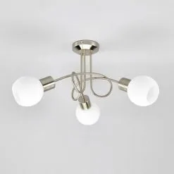 LAMPENWELT LED Plafonnier 'Elaina' En Métal Pour Salon & Salle à Manger - Nickel Mat, Blanc Opale -LAMPENWELT Soldes Boutique 5447344 2