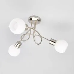 LAMPENWELT LED Plafonnier 'Elaina' En Métal Pour Salon & Salle à Manger - Nickel Mat, Blanc Opale -LAMPENWELT Soldes Boutique 5447344 3