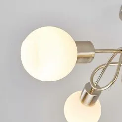 LAMPENWELT LED Plafonnier 'Elaina' En Métal Pour Salon & Salle à Manger - Nickel Mat, Blanc Opale -LAMPENWELT Soldes Boutique 5447344 4