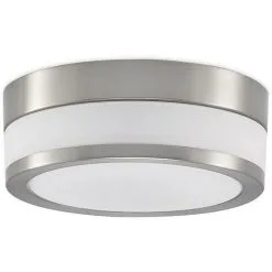 LAMPENWELT Plafonnier Salle De Bain à Intensité Variable 'Flavi' En Métal Pour Salle De Bain - Blanc Opale, Nickel Mat