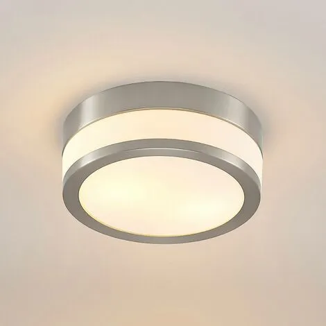 LAMPENWELT Plafonnier Salle De Bain à Intensité Variable 'Flavi' En Métal Pour Salle De Bain - Blanc Opale, Nickel Mat 3 LAMPENWELT Plafonnier Salle De Bain à Intensité Variable 'Flavi' En Métal Pour Salle De Bain - Blanc Opale, Nickel Mat – Image 3