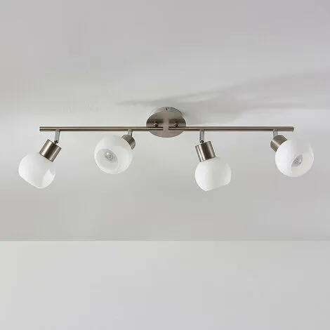 LAMPENWELT LED Plafonnier 'Elaina' En Métal Pour Salon & Salle à Manger - Nickel Mat, Blanc Opale 3 LAMPENWELT LED Plafonnier 'Elaina' En Métal Pour Salon & Salle à Manger - Nickel Mat, Blanc Opale – Image 3