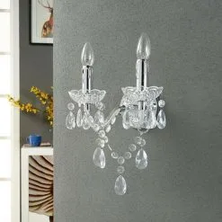 LAMPENWELT Applique Murale à Intensité Variable 'Merida' Pour Salon & Salle à Manger - Transparent, Chromé -LAMPENWELT Soldes Boutique 5447470 2