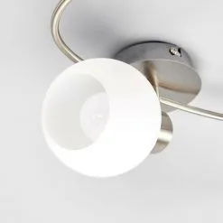 LAMPENWELT LED Plafonnier 'Elaina' En Métal Pour Salon & Salle à Manger - Nickel Mat, Blanc Opale -LAMPENWELT Soldes Boutique 5447810 4