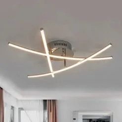 LAMPENWELT LED Plafonnier 'Yael' En Métal Pour Cuisine - Chrome, Blanc