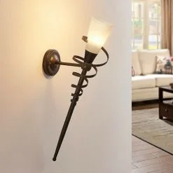 LAMPENWELT LED Applique 'Tjark' En Métal Pour Salon & Salle à Manger - Aspect Rouillé, Blanc