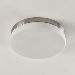 LAMPENWELT Plafonnier Salle De Bain à Intensité Variable 'Amilia' En Métal Pour Salle De Bain - Blanc, Nickel Satiné -LAMPENWELT Soldes Boutique 8028299 3