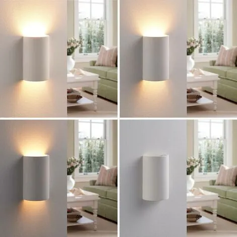 LAMPENWELT Applique Murale à Intensité Variable 'Colja' En Plâtre Pour Salon & Salle à Manger - Blanc 2 LAMPENWELT Applique Murale à Intensité Variable 'Colja' En Plâtre Pour Salon & Salle à Manger - Blanc – Image 2