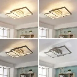 LAMPENWELT LED Plafonnier à Intensité Variable 'Heriba' En Métal Pour Salon & Salle à Manger - Nickel Mat, Blanc Gelé 5 LAMPENWELT LED Plafonnier à Intensité Variable 'Heriba' En Métal Pour Salon & Salle à Manger - Nickel Mat, Blanc Gelé -LAMPENWELT Soldes Boutique 8039579 2