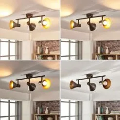 LAMPENWELT LED Plafonnier à Intensité Variable 'Zera' En Métal Pour Salon & Salle à Manger - Aspect Rouillé Antique, Doré 5 LAMPENWELT LED Plafonnier à Intensité Variable 'Zera' En Métal Pour Salon & Salle à Manger - Aspect Rouillé Antique, Doré -LAMPENWELT Soldes Boutique 8039591 2