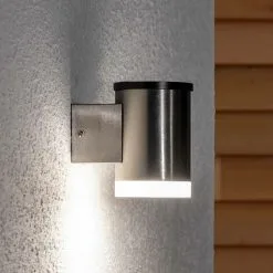 LAMPENWELT LED Applique Murale Solaire 'Tyson' En Inox - Inox, Satiné