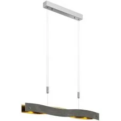 LAMPENWELT LED Suspension à Intensité Variable 'Ebu' En Métal Pour Salon & Salle à Manger - Nickel Mat, Noir-doré, Doré