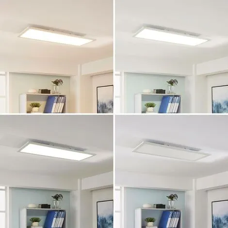 LAMPENWELT LED Plafonnier à Intensité Variable 'Lysander' En Aluminium Pour Bureau - Blanc, (RAL 9016) 2 LAMPENWELT LED Plafonnier à Intensité Variable 'Lysander' En Aluminium Pour Bureau - Blanc, (RAL 9016) – Image 2