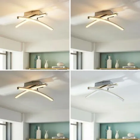 LAMPENWELT LED Plafonnier à Intensité Variable 'Laurenzia' En Métal Pour Salon & Salle à Manger - Chromé, Blanc Satiné 2 LAMPENWELT LED Plafonnier à Intensité Variable 'Laurenzia' En Métal Pour Salon & Salle à Manger - Chromé, Blanc Satiné – Image 2