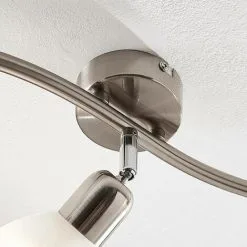 LAMPENWELT LED Plafonnier 'Paulina' En Métal Pour Salon & Salle à Manger - Blanc Albâtre, Nickel Satiné -LAMPENWELT Soldes Boutique 9145490 4