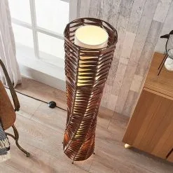 LAMPENWELT Lampadaire 'Joas' En Papier Pour Salon & Salle à Manger - Brun, Blanc -LAMPENWELT Soldes Boutique 9254882 4