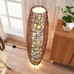 LAMPENWELT Lampadaire 'Nias' En Bois Pour Salon & Salle à Manger - Brun, Blanc -LAMPENWELT Soldes Boutique 9254908 4