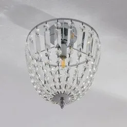 LAMPENWELT Plafonnier à Intensité Variable 'Lionello' En Cristal Pour Salon & Salle à Manger - Transparent, Chromé -LAMPENWELT Soldes Boutique 9254913 4